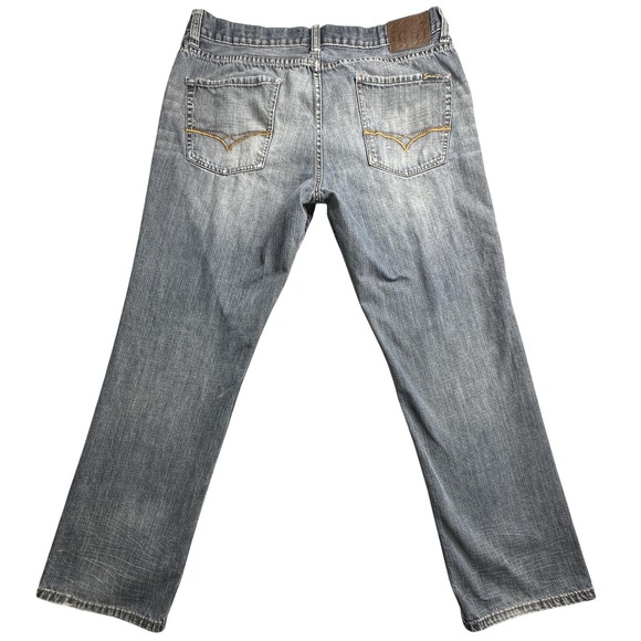 VTG Seven 7 Jeans Mens 38x34 Blue Straight Leg Distressed Denim Classic Style - Picture 1 of 16